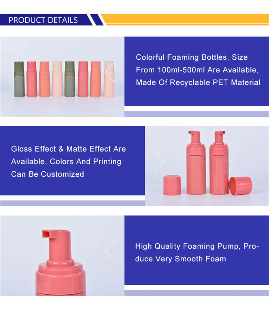 Skincare Packaging Face Wash Recyclable Foam Pump Dispenser Bottle 100ml 120ml1 50ml 180ml 200ml Foam Dispenser Bottle